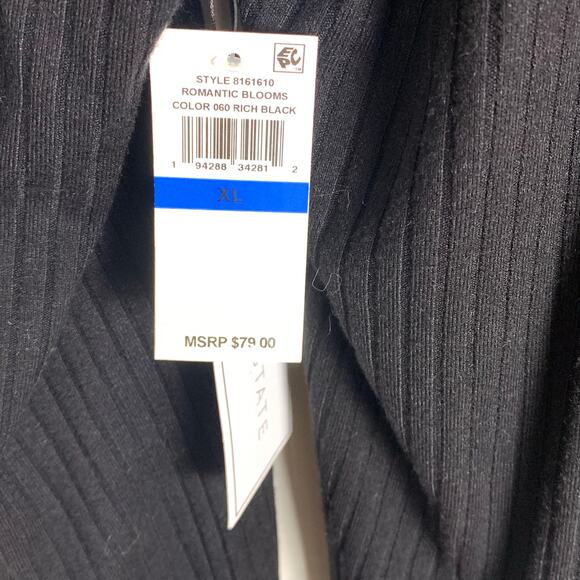 1. STATE Black Rib Knit Cut-Out V-Neck Top NWT Size XL - Picture 3 of 8